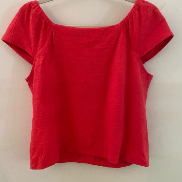 Madewell Texture and Thread Button Front Red Top Size Medium - Picture 2 of 9